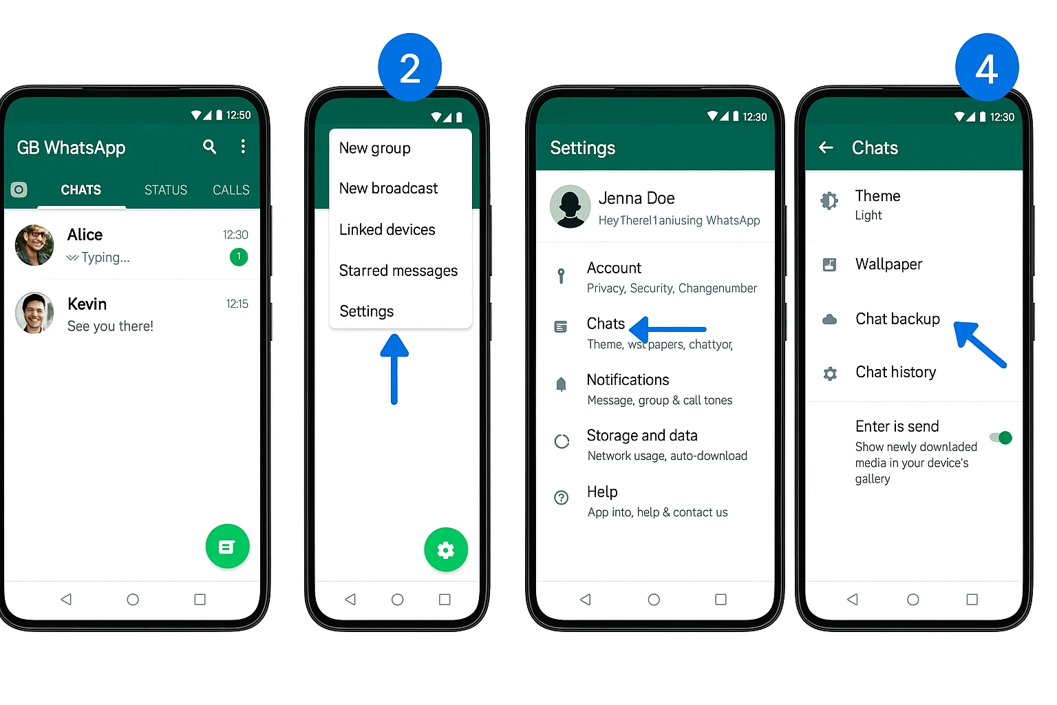 GB WhatsApp Sohbet Yedekleme Adımları