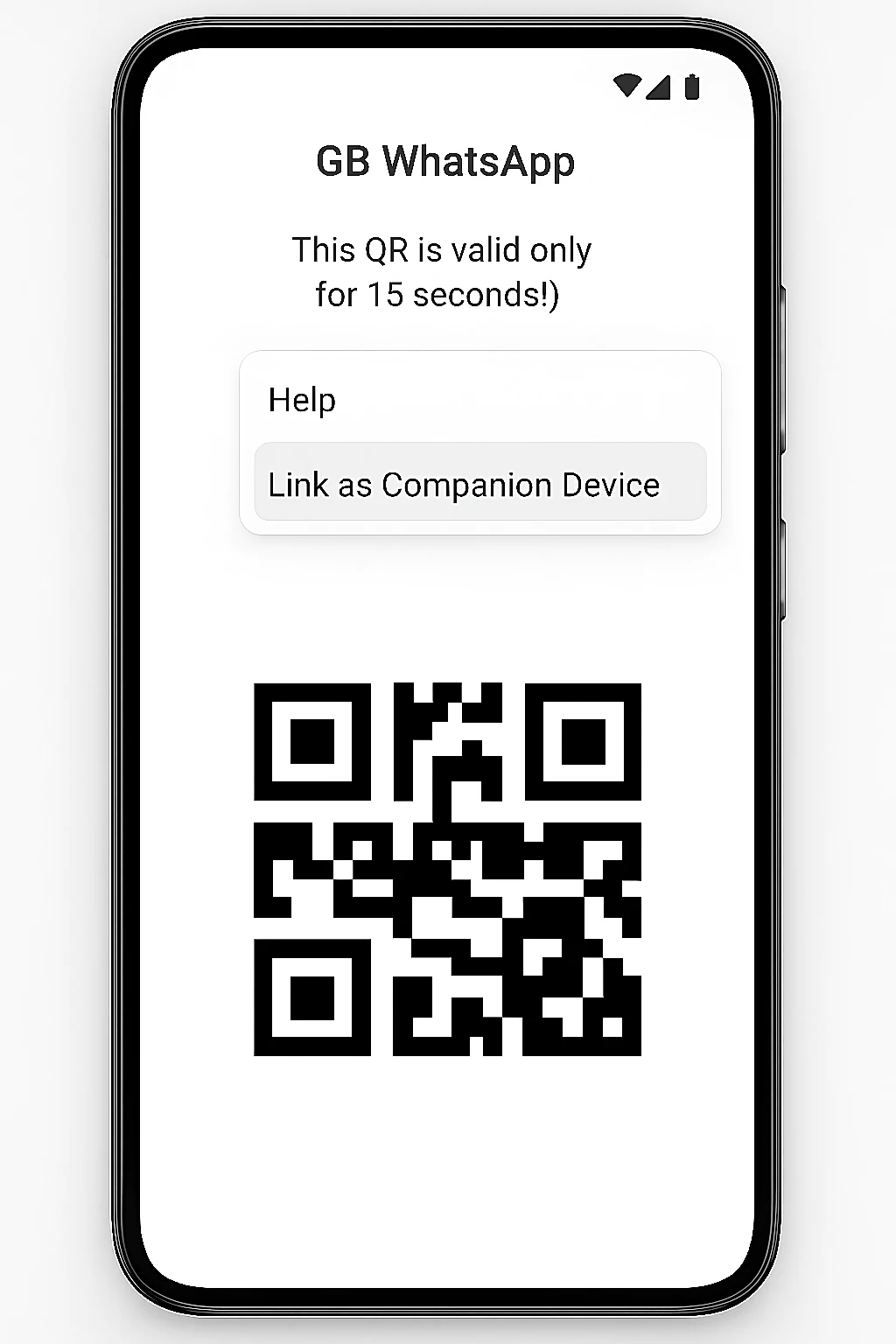 Pantalla de código QR de GBActivator